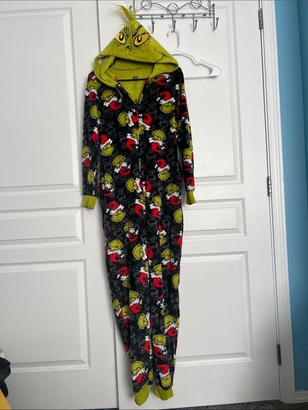Grinch Hooded Fleece Onesie Pajamas - Green/Black